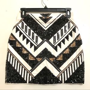 Express White Sequin mini skirt Size XS WORN ONCE!